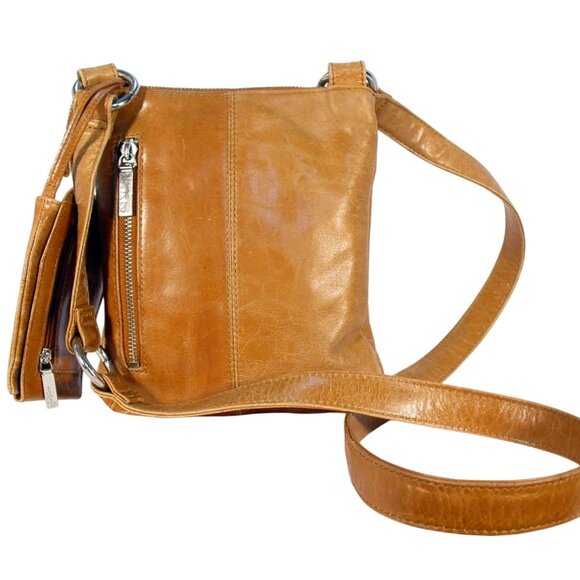 HOBO Original Glazed Leather Crossbody Bag + AB Brooch + ID Wallet - Picture 4 of 10